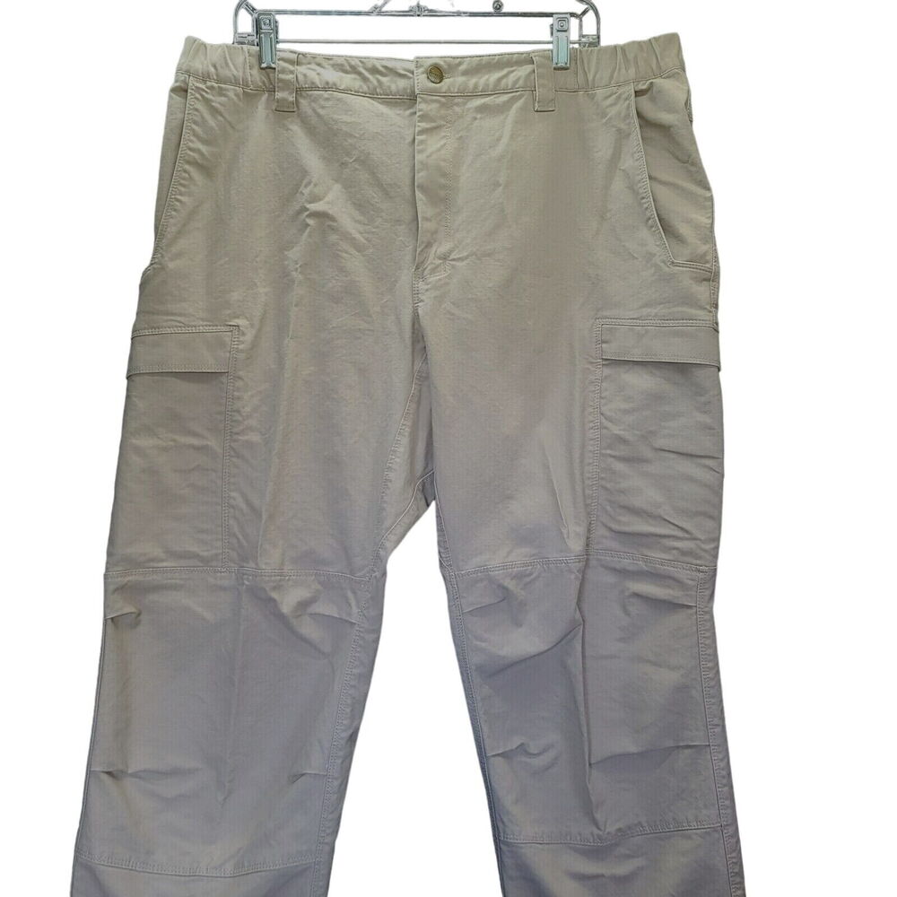 Vertx Mens Cargo PantsBeige Size 40 Cotton Blend Cargo Pockets Zipper Stretch